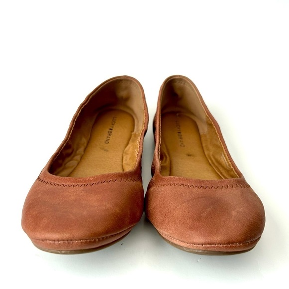 Lucky Brand Cognac Leather Erin Flats Size 8 / 38.5 - Picture 5 of 8